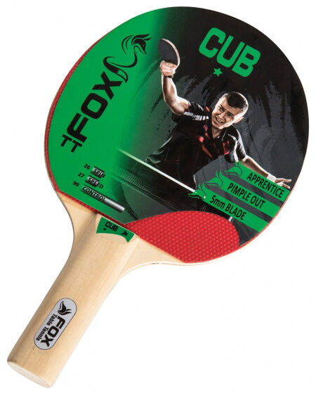 Fox TT tischtennisschläger Club 1 Star23 cm Holz/Gummi klar/rot