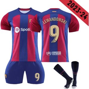 2023-2024 Barcelona hjemmefodboldtrøje til børn nr 9 Lewandowski 6-7years