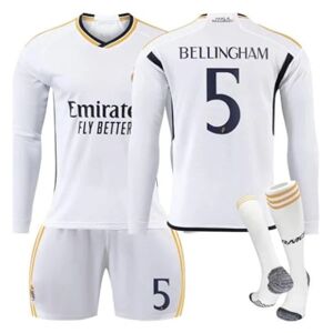 2023-2024 Real Madrid hjemmefodbold børnefodbold Langærmet trøje nr. 5 Bellingham 26