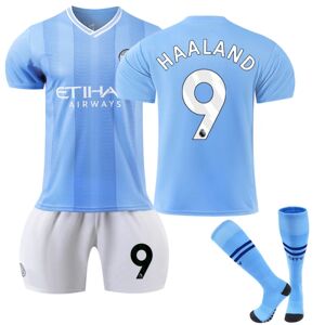 Den nye 2023 2024 Manchester City hjemmefodboldtrøje til børn nr. 9 Haaland fodboldtrøjer til voksne børn, nye fodboldsæt 8-9Y