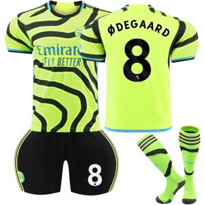 2023-2024 Arsenal Away Kids fodboldsæt med nr. 8 Ødegaard sokker- Perfet 20