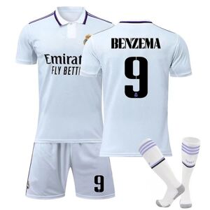 VM 2023-2024 Real Madrid Hjemmesæt til voksne med sokker - Perfet BENZENA  9 Kids 26(140-150CM)