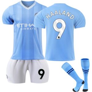 2023-2024 Manchester City Home Børnefodboldtrøjesæt nr. 9 Haaland- Perfet 8-9years