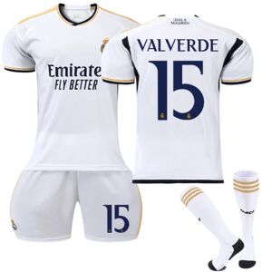2023-2024 Real Madrid hjemmefodboldtrøje til børn nr. 15 Valverde 28