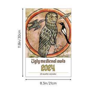 Unbranded Ugly Medieval Lions Weird Medieval Lion Calendar 2024,Vægkalender Nytårsgave