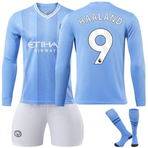 2023-2024 Manchester City Home Långärmad fotbollssats för barn nr 9 Haaland 6-7Y 6-7Y