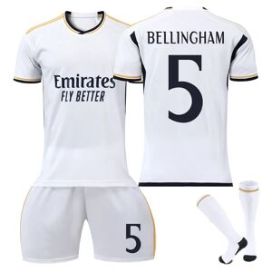2023-2024 Real Madrid Home Børnefodboldtrøje nr. 5 Bellingham 18 Komfortabel 18
