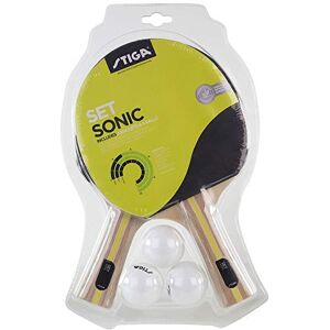 Stiga Sonic Tischtennisschläger und Bälle Set-Tischtennisset Tabletennis Racket, Rot/Schwarz