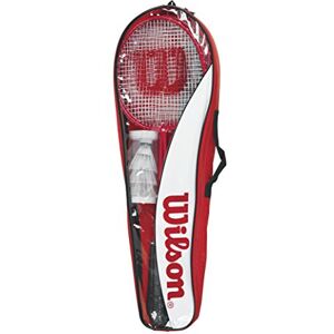 Wilson Badminton-Set, Tour, Unisex, Inkl. 4 Schläger, 3 Federbällen, 1 Netz, 2 Teleskopstangen, Bodenbefestigungen und Tragetasche, WRT8444003, Rot