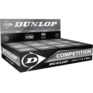 Dunlop Squashbälle Competition gelb, 12 Stück, für Anfänger und Fortgeschrittene – Speed langsam