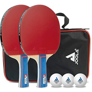 JOOLA 54820 Table Tennis Set Duo Consists of 2 Table Tennis Bats + 3 Table Tennis Balls + 1 Storage Bag, Multi-Colour, One Size.