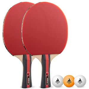 JOOLA Tischtennis Set Rosskopf 2 Tischtennisschläger + 3 Tischtennisbälle 40+mm, rot/schwarz, 5-teilig