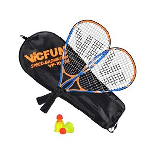 VICFUN Speed-Badminton 100 Set Junior 2 Badmintonschläger, 3 Bälle und eine hochwertige Badmintontasche