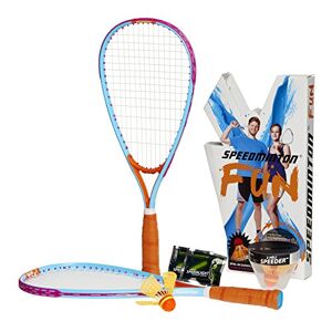 Speedminton 505586 FUN Set Alternative zu Beachball/Federball inkl. 2 HELI Speeder für Strand, Park, Garten, HELLBLAU/ORANGE