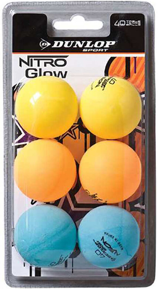 Dunlop Pelota ping-pong naranja nitro glow blister 6