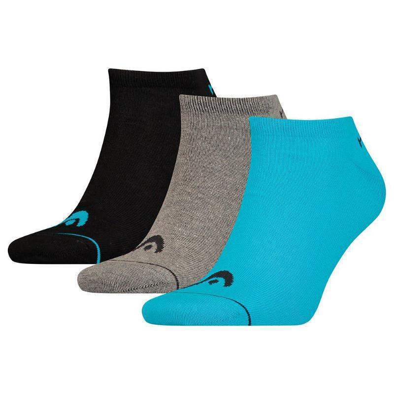 Calcetines Head Sneaker Azul Gris Negro 3 Pares