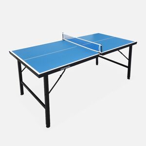 sweeek Mini table de ping pong 150x75cm - table pliable INDOOR bleue. avec 2 raquettes et 3 balles. valise de jeu pour utilisation interieure. sport tennis de table - Bleu