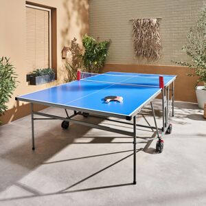 sweeek Table de ping pong INDOOR bleue - table pliable avec 4 raquettes et 6 balles. pour utilisation interieure. sport tennis de table - Bleu