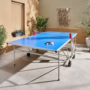 sweeek Table de ping pong OUTDOOR bleue - table pliable avec 4 raquettes et 6 balles. pour utilisation exterieure. sport tennis de table - Bleu