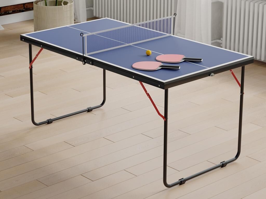 Vente-unique Mini table de ping-pong avec raquettes, balles et filet - L137 x P76 x H67 cm - DENIS