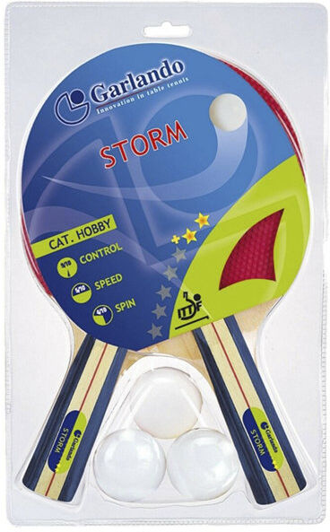 Garlando Set Storm - 2 racchette da ping pong + 3 palline Blue