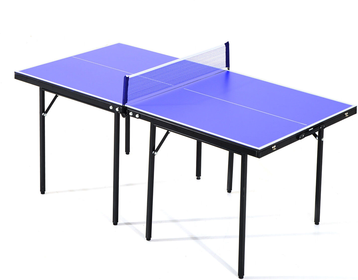 Homcom Tavolino da Ping Pong Pieghevole in Legno MDF 153 x 76.5 x 67cm Blu e Nero