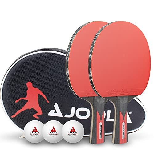 JOOLA Tafeltennisset Duo Carbon 2 tafeltennisbatjes + 3 tafeltennisballen + tafeltennishoes, rood/zwart, 6-delig