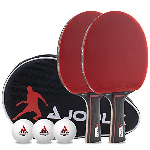 JOOLA Tafeltennisset Duo PRO 2 tafeltennisbatjes + 3 tafeltennisballen + tafeltennishoes, rood/zwart, 6-delig