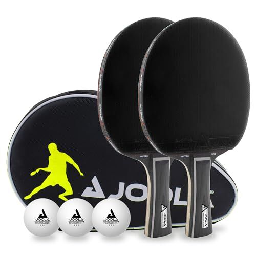 JOOLA Tafeltennisset Black Duo PRO 2 tafeltennisbatjes + 3 tafeltennisballen + tafeltennishoes, zwart, 6-delig