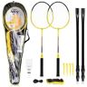 Nils Extreme Badminton Set 2 Badminton Rackets, 3 Shuttlecocks 1 Badminton Bag and Badminton Net Unisex Badminton Set for Children, Teenagers and Adults Black and Yellow