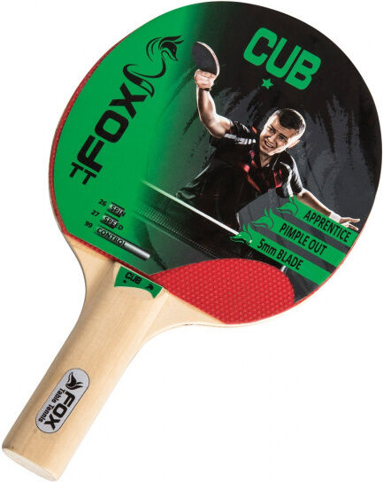 Fox TT tafeltennisbat Club 1 Star 23 cm hout/rubber blank/rood - Rood,Blank