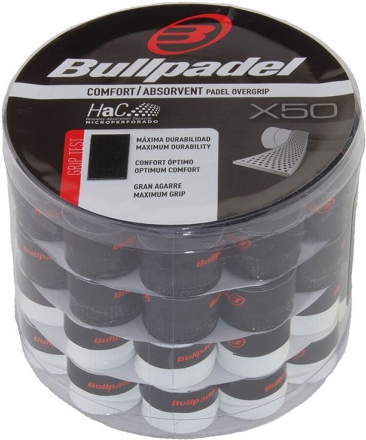 Bullpadel BULLPADEL PRO OVERGRIP COMFORT/ABSORBENT 50-PACK BLACK/WHITE