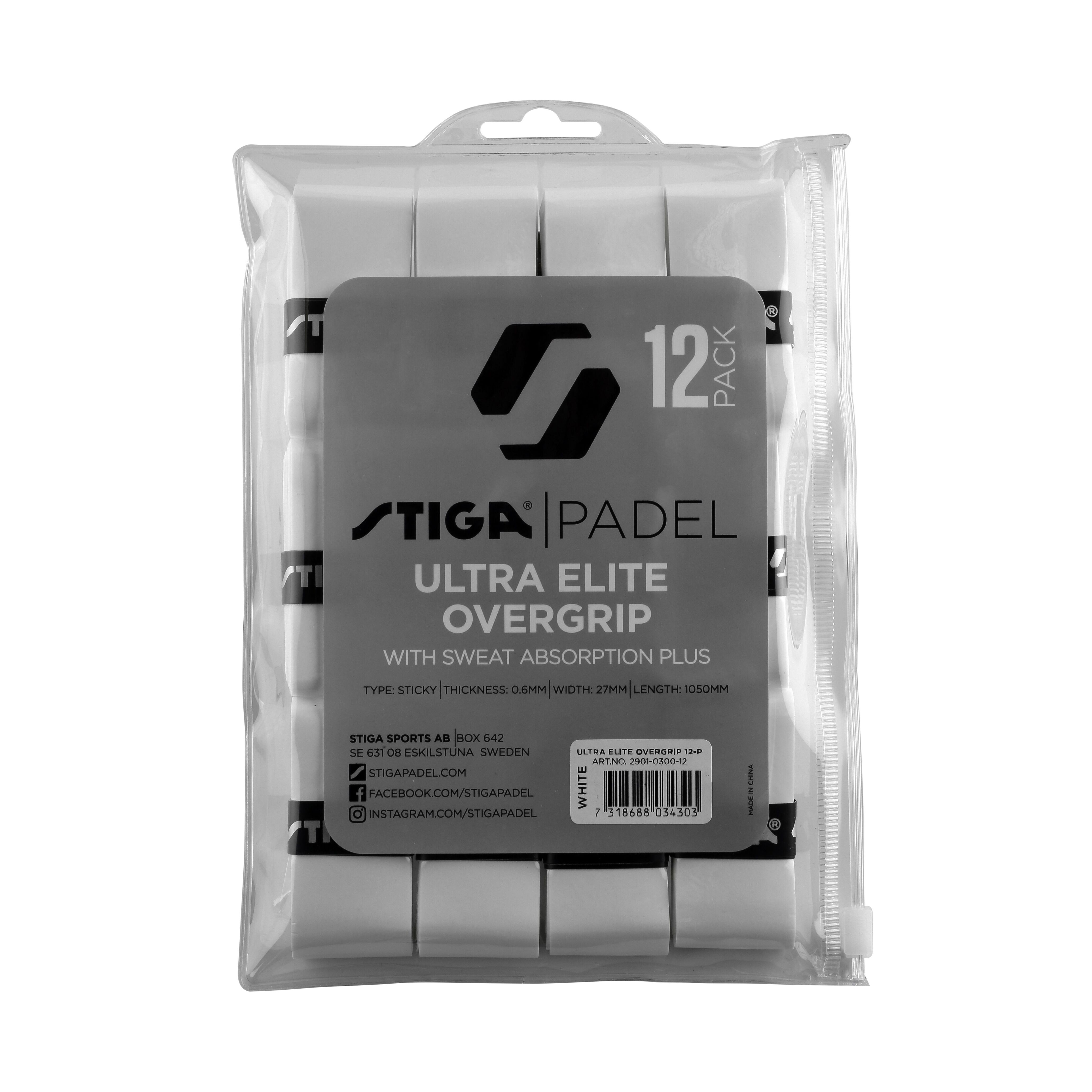 Stiga Ultra Elite Padel Overgrip 12-pack White