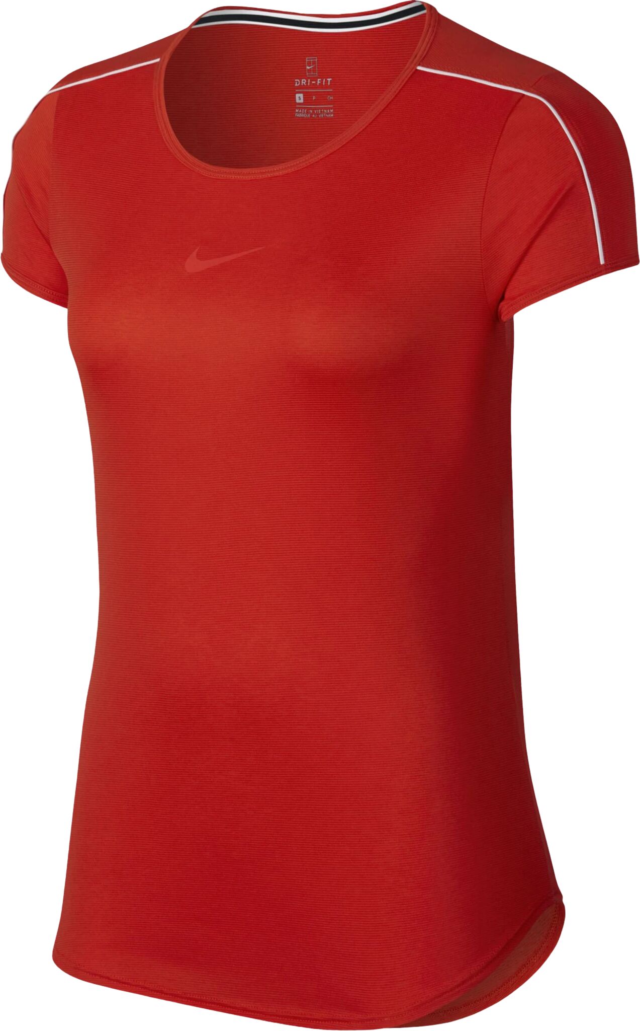 Nike Court Dry Top, tennistrøye dame XL HABANERO RED/WHITE/W