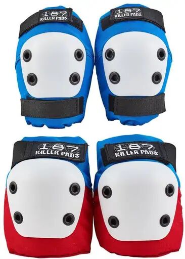 187 Killer Pads Knie und Ellenbogen Combo Pack (Rot/Weiß/Blau)