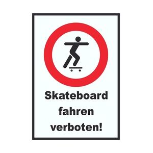 Skateboard fahren verboten Schild A1 Rückseite selbstklebend