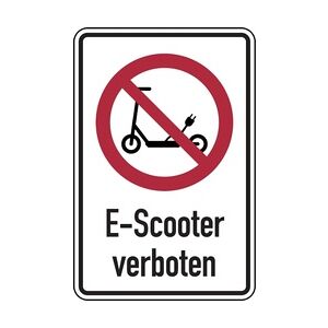 Verbotsschild, Kombischild, E-Scooter verboten - praxisbewährt - 200x300x2 mm Aluverbund