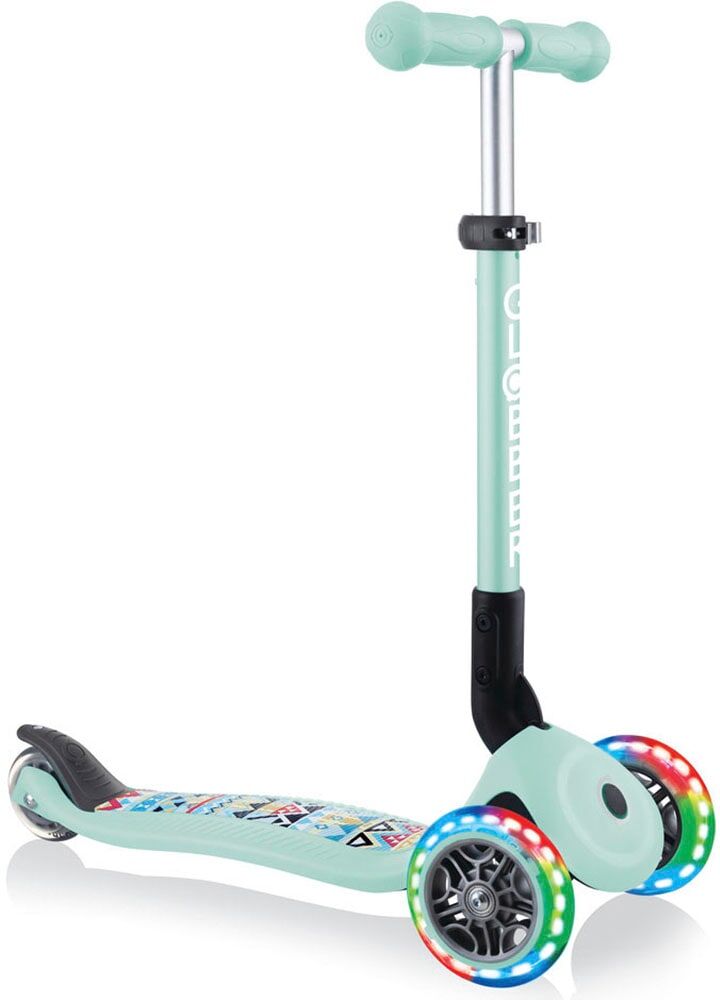 Dreiradscooter GLOBBER "JUNIOR FOLDABLE FANTASY LIGHTS, mit Leuchtrollen" Scooter grün (mint) Scooter