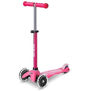 Micro   Trottinette Mini Deluxe LED   Trottinette 3 Roues   Roues Lumineuses   L'équilibre et Motricité   2-5 Ans   Rose - Publicité