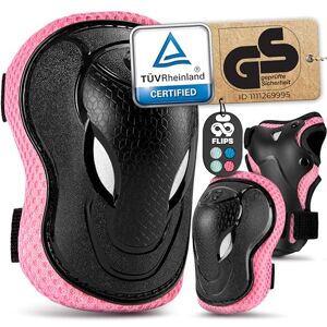 Set 3x2 protections roller trottinette skate enfant PLAY rose pour