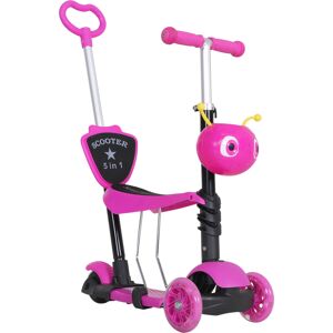 Homcom Monopattino 3 Ruote per Bambini con Sedile e Maniglione, Manubrio con Altezza Regolabile, 62x25x72.5cm Rosa