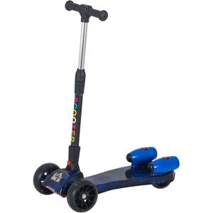 Homcom Monopattino a 3 Ruote per Bambini Piccoli 3-8 Anni, Pieghevole, Regolabile con Musica, Ruote Luminose e Razzi, Blu