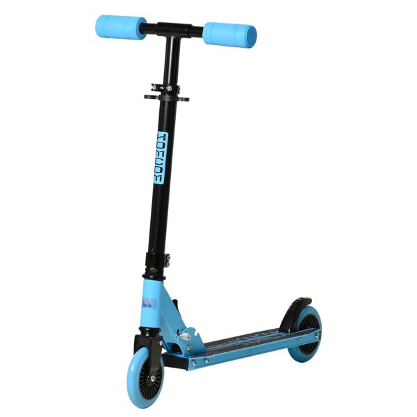 homcom monopattino per bambini 2 ruote in alluminio, monopattino pieghevole con altezza regolabile per bambini di 3-8 anni, blu