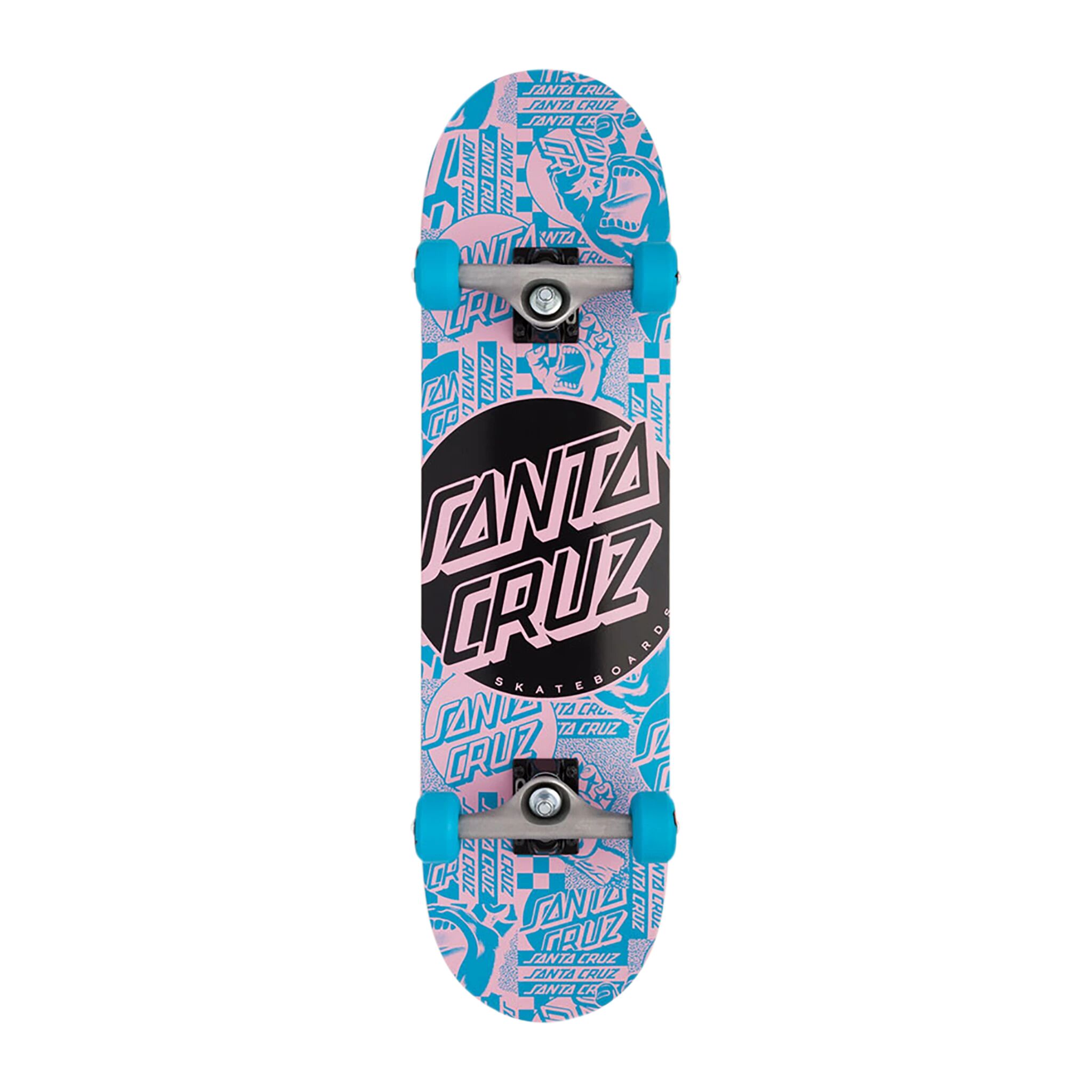 SANTA CRUZ Flier Dot Full Sk8 Completes 8.00in x 31.25in, skateboard Full Blue/pink