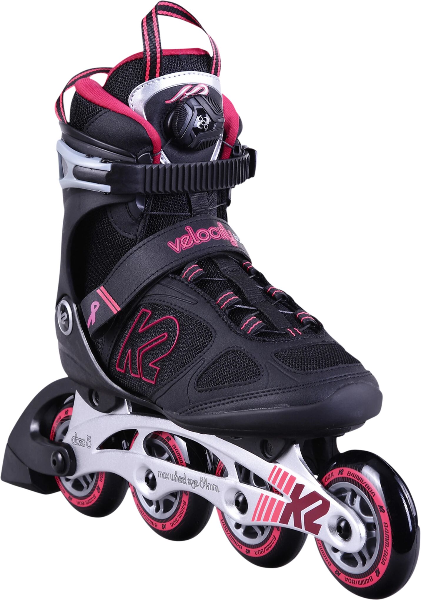 K2 Velocity 84 Boa W, inlineskøyte dame 7.5 Black/Pink