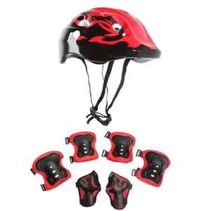 Shenrongtong Kids Helmet And Pads Set, 7 PCS Kids Protective Gear Set, Kids Protective Gear, Full Protection, Easy To Adjust, Ventilation Design For Balance Bike, Cycling, Ski