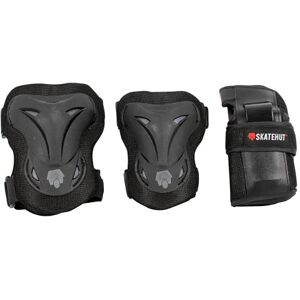 Skate Hut SkateHut Basic Black Grey Triple Pad Set Bundle - Knee Pads, Elbow Pads and Wrist Guards Ideal Skate Board and Scooter Protection for Kids and Beginners