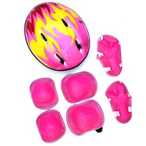 Ghzste Kids Bike Helmet Protective Set with Knee Pads and Elbow Pads Roller Skating Skate Protective Gear Set for Rollerblade Skateboards Bicycle (Pink)