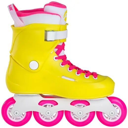 Photos - Roller Skates POWERSLIDE Zoom Neon Yellow 80 Freeskates  - Yellow;Pink;White - S (Yellow)