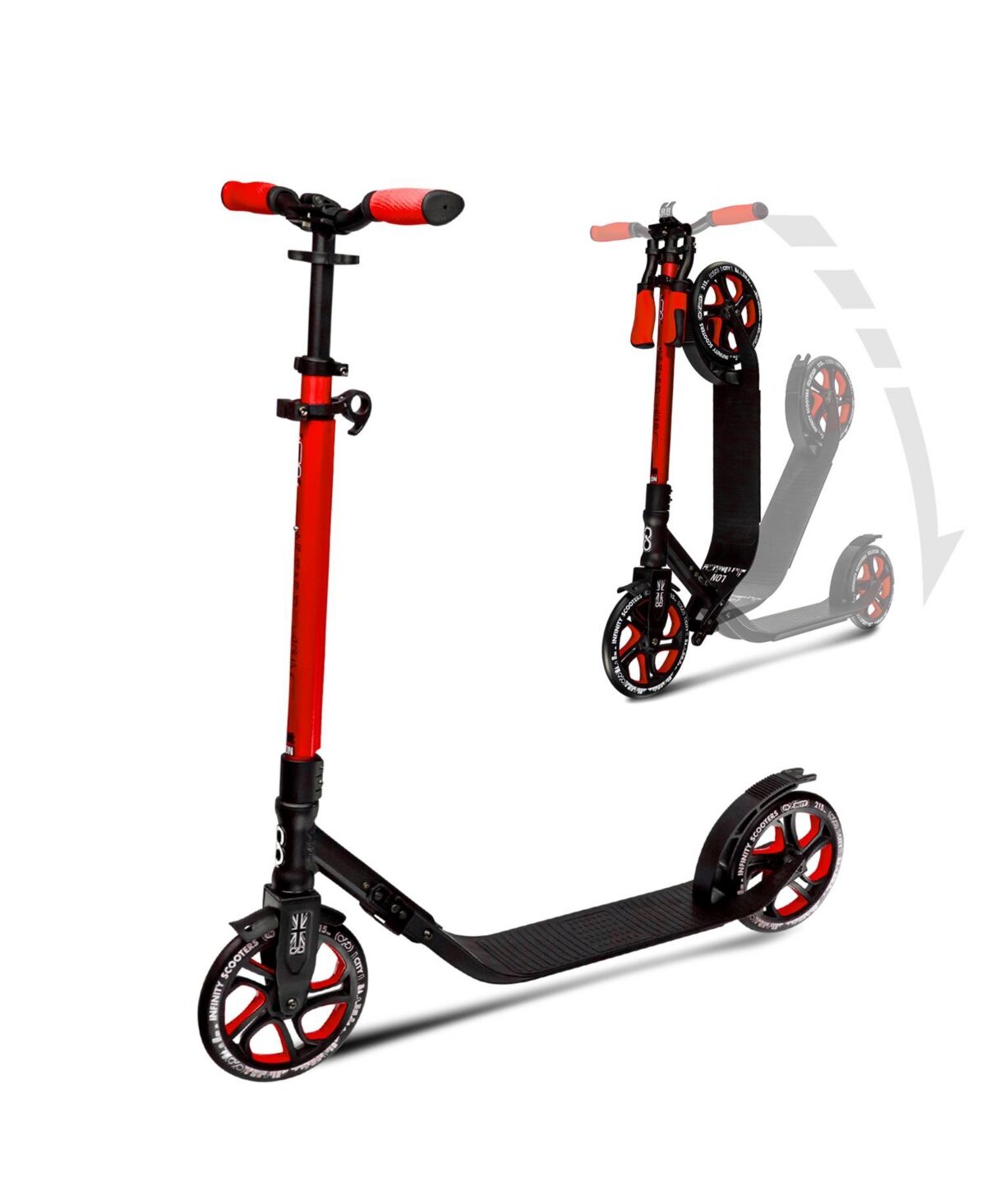 Crazy Skates London Foldable Kick Scooter - Great Scooters For Teens And Adults - Red